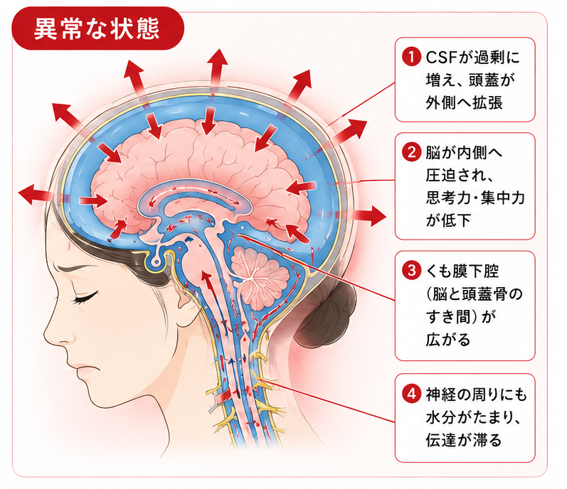 当院が考える脳脊髄液が過剰になった状態の説明図
